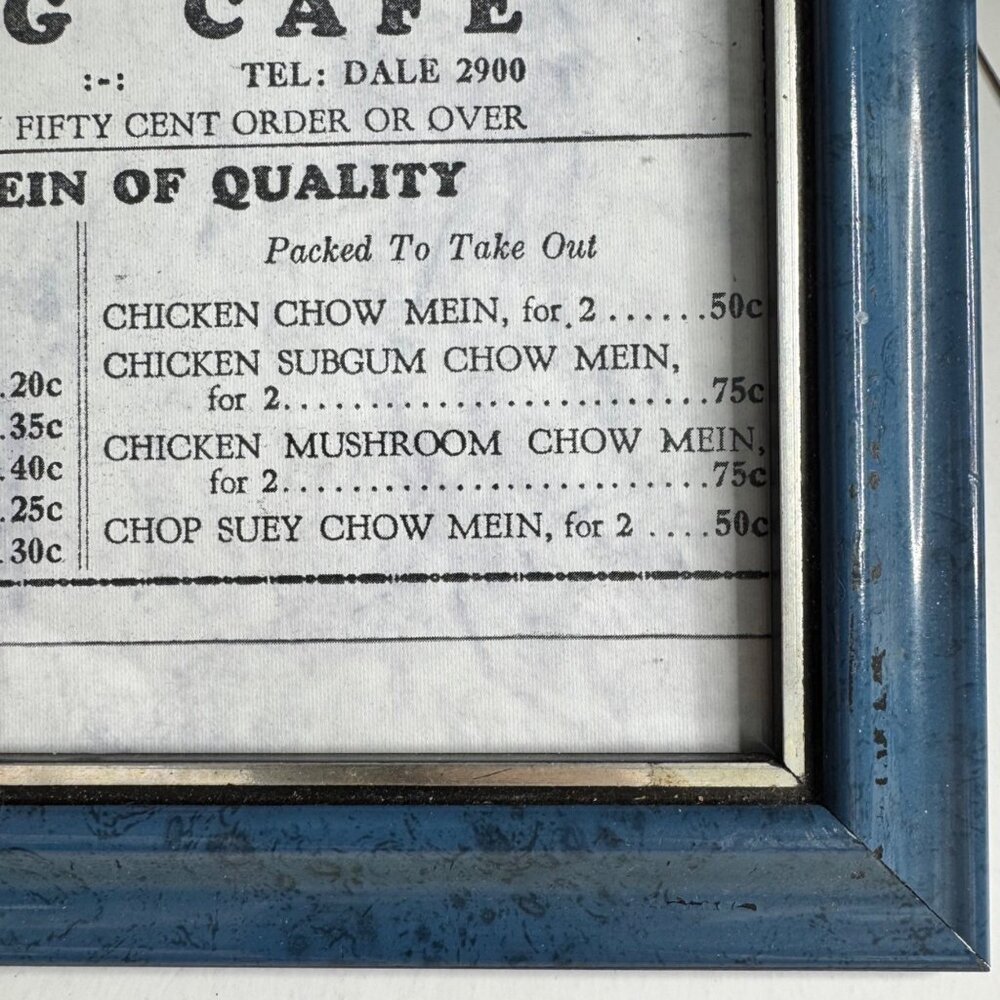 Wong’s Cafe 1960s St Paul MN Vintage Framed Menu Chow Mein - Picture 13 of 15